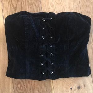 Black velvet lace front bustier